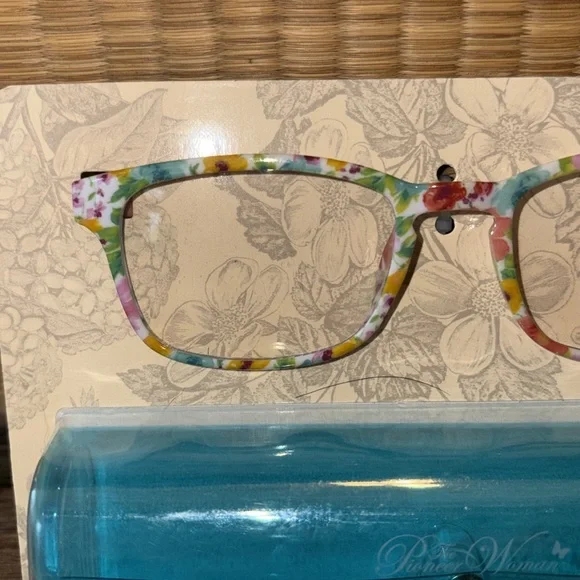 🆕THE POINEER WOMAN: Blue Light Protection Glasses with Floral Frame & Case. - Picture 2 of 7